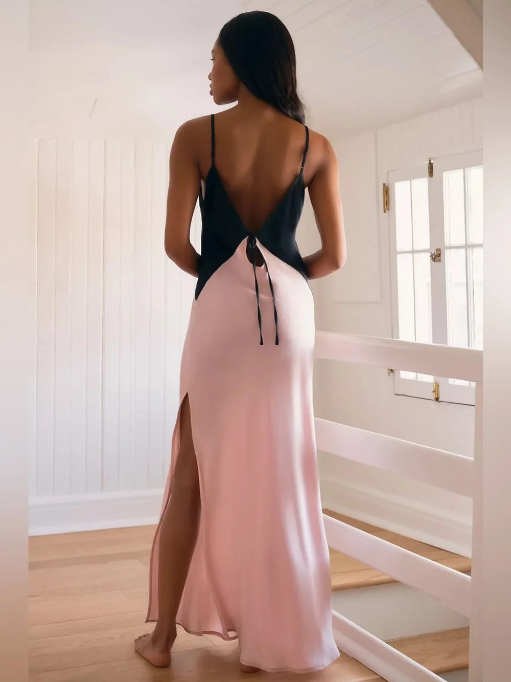 LyreBird Silky Colorblock Maxi Slip Dress M - Picture 3 of 14